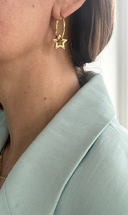 "ŽVAIGŽDĖS"AUSKARAI, 18K PAAUKSUOTAS PLIENAS