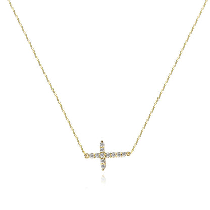 Kaklo papuošalas „Kryželis“, 18K auksu padengtas plienas.
