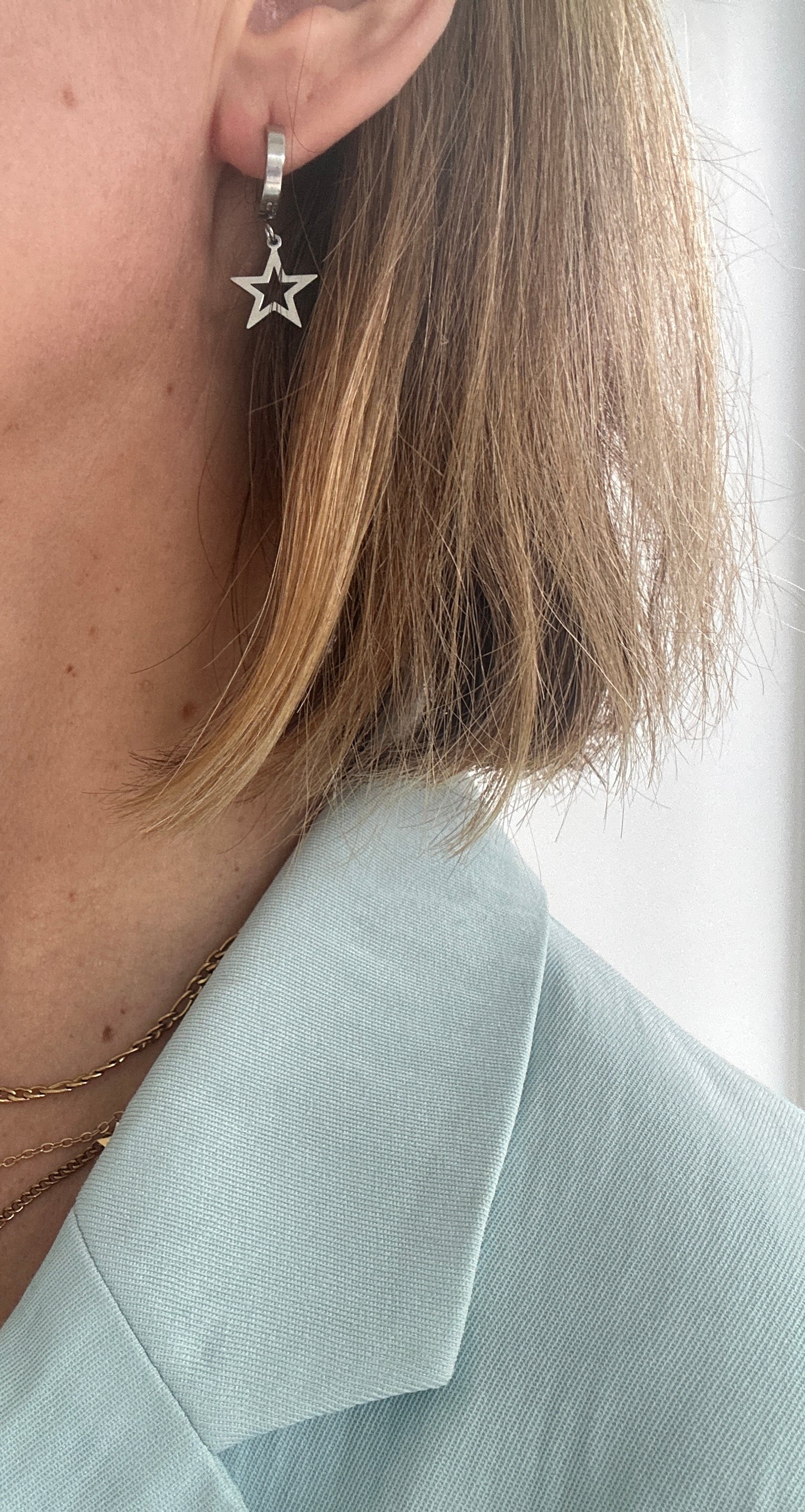 Auskarai „Žvaigždės“, nerūdijantis plienas.