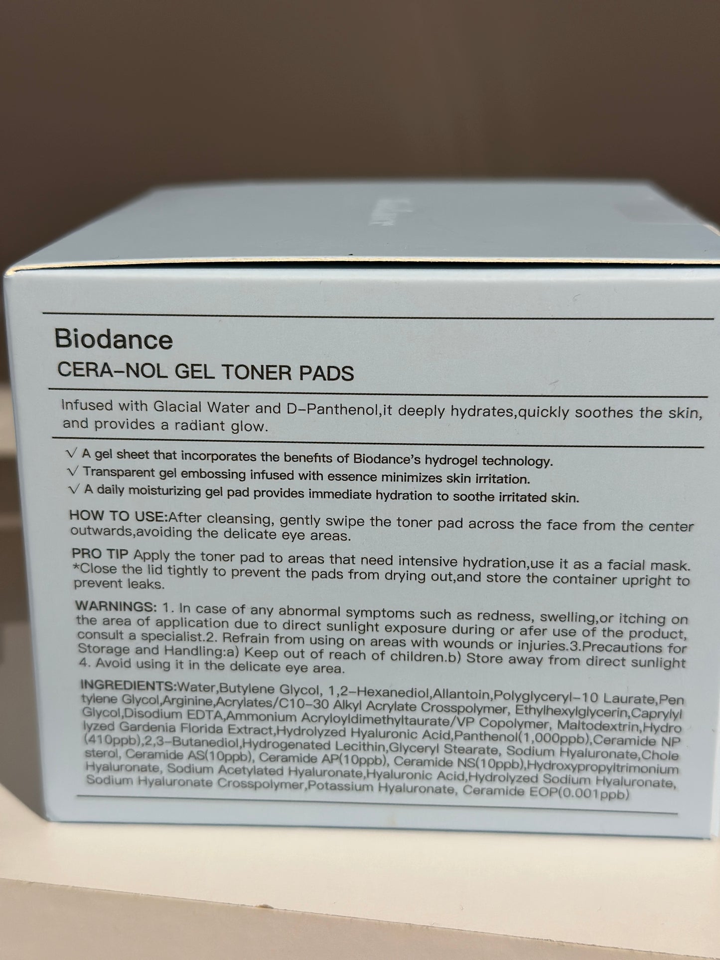 Drėkinantis veido tonikas Biodance CERA-NOL Gel Toner Pads