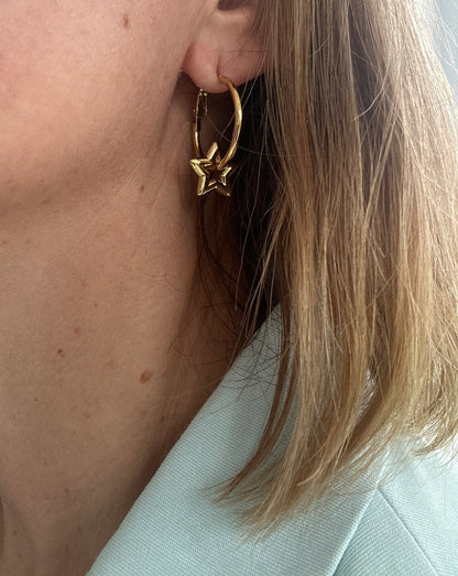 "ŽVAIGŽDĖS"AUSKARAI, 18K PAAUKSUOTAS PLIENAS